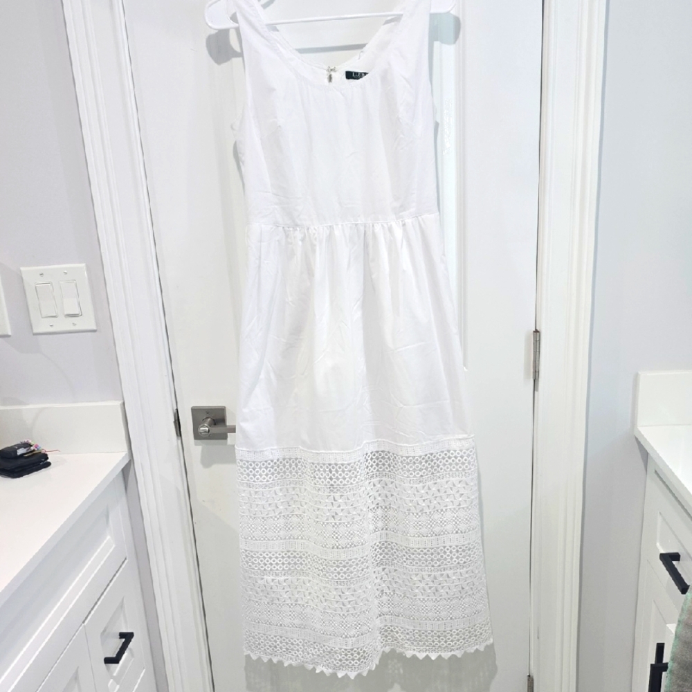 Ralph Lauren White Lace Women Dress